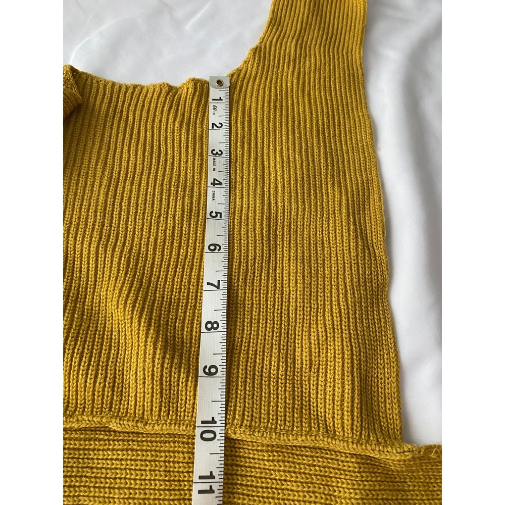 Free People FP Beach Women Ribbed Knit Boho Crop Tank Top Size S Mustard Yellow - Picture 6 of 9